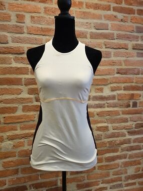 lululemon athletica Cream Racerback Tank with Black Side Panels